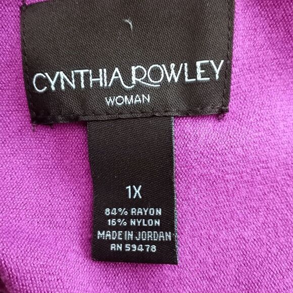 CYNTHIA ROWLEY PINK/PURPLE PONCHO SWEATER SZ.1X EUC - Picture 5 of 6